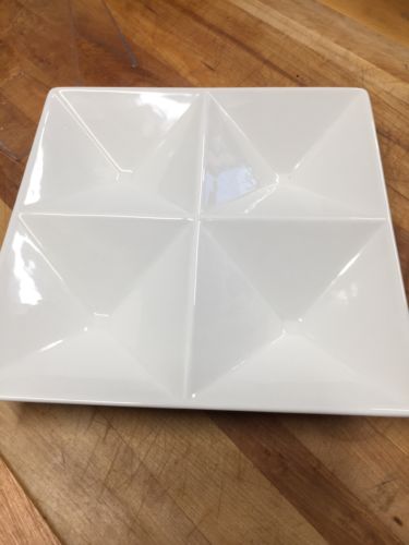 Vtg Arabia of Finland White Ceramic Square Dipping Sauce Platter Tray Dish 9.5