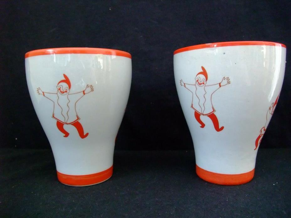 2- Pair- Hard to Find Arabia Finland Jester Tumbler Clown Cup - Glass--signed on