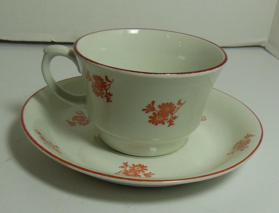 Arabia Finland White w/ Orange Flowers Cup & Saucer