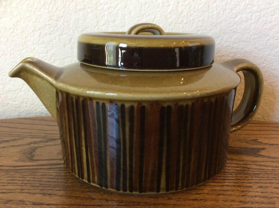 Vintage KOSMOS Finland Ovenproof Stoneware Olive Green Teapot / Arabia Gog