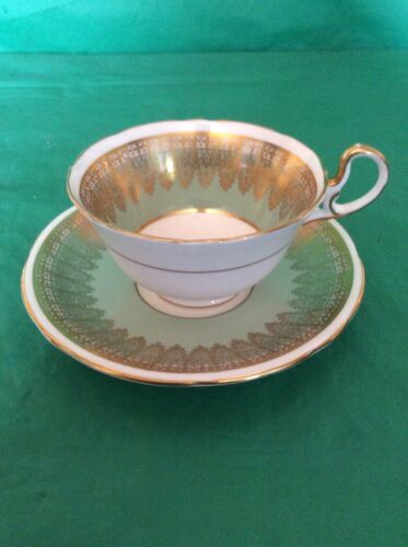 AYNSLEY BONE CHINA CUP & SAUCER HEAVY GOLD LACE TRIM #1721