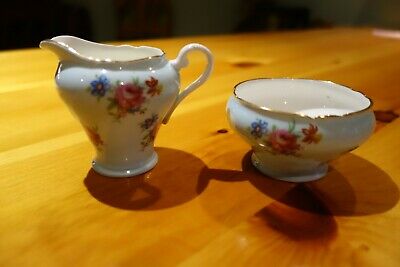 AYNSLEY Pale Blue Floral Pattern Cream and Sugar 1934-1950 Excellent
