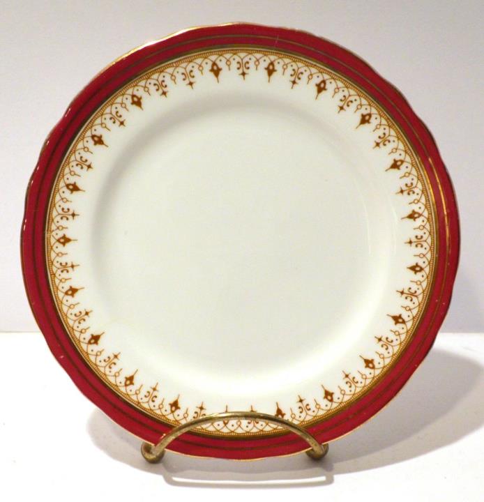 Set of 4 - Durham Maroon Scalloped Bread and Butter Plates by Aynsley - Elegant!