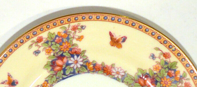 Set of 4 - Aynsley Wilton (Butterfly) Flowers Gold Rim Bread and Butter Plates