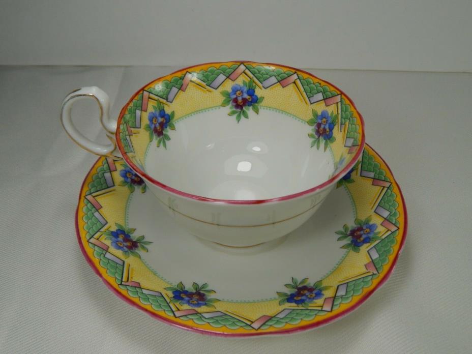 Vintage Aynsley Art Deco Tea Cup and Saucer. Scales Pattern.