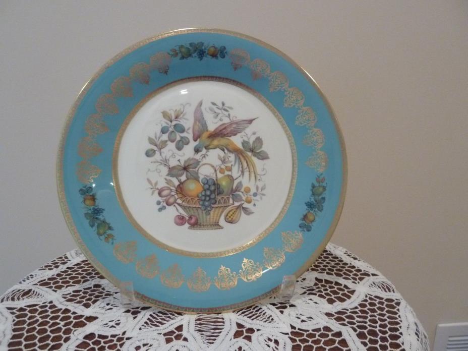 Vintage AYNSLEY Fine Bone China Bird Fruit Basket Blue Large Plate 10 3/4