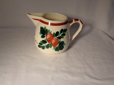 RARE BAUER POTTERY HP STRAWBERRY GILDING THE LILY MOTTO WARE SOAP PITCHER  - NR