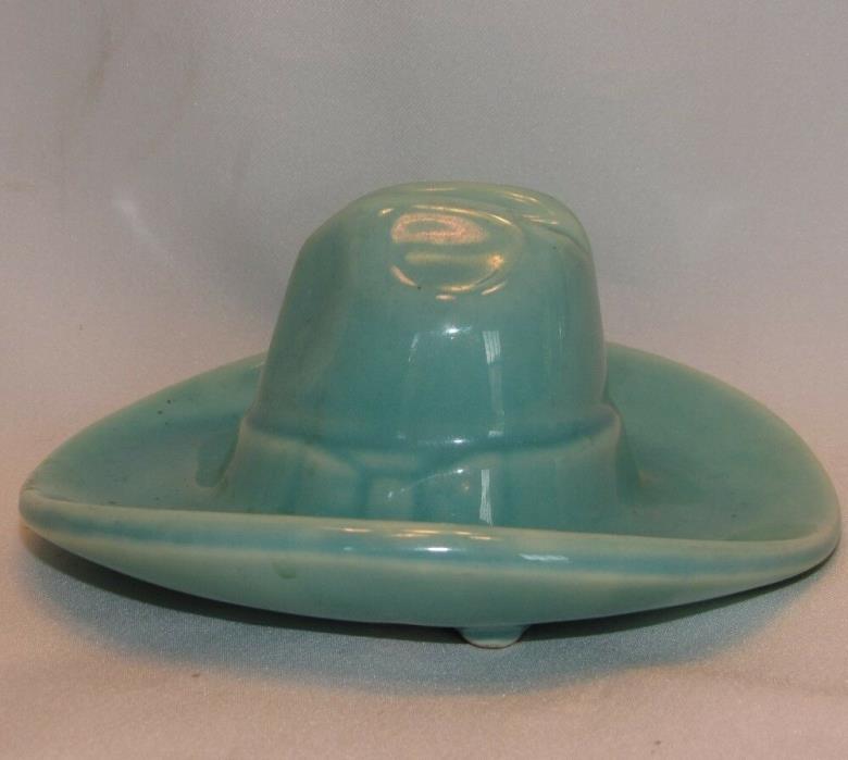 Vintage Collectible Bauer Pottery Turquoise Cowboy Hat Ashtray