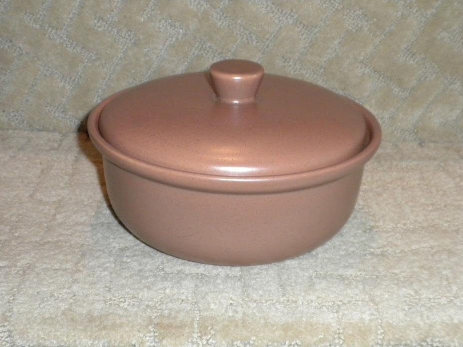 BAUER Pottery Casserole Dish Baker Tan Brown Clay Speckled