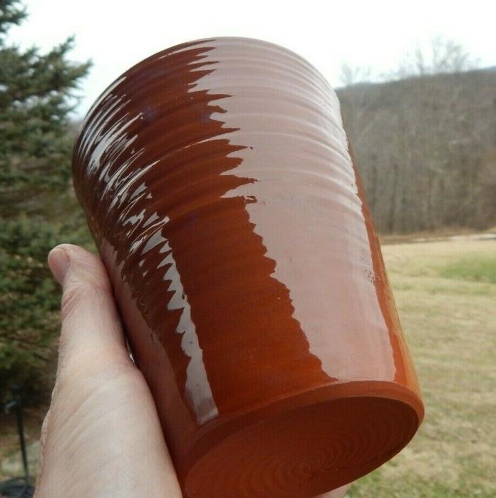 Vntg Terra Cotta Pottery Ringware Vase Planter Pot Handmade Coiled Pot Ring Ware