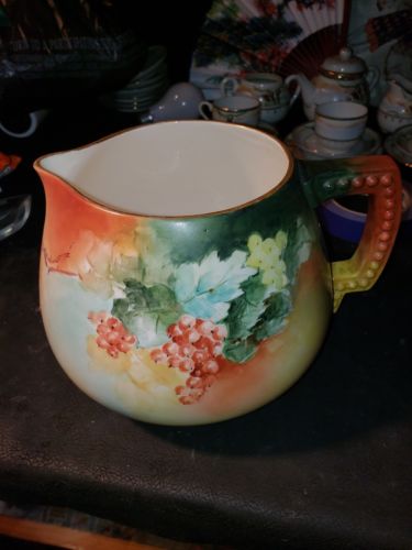 AMERICAN BELLEEK  Hand Painted Pitcher signed Anna May Keeney 1900 to 1912