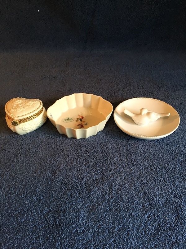 (Lot of  3) Parian China Keepsakes , Donegal, Russ Bernie, other Excellent