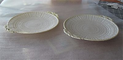 Irish Belleek Limpet Pattern Bread Tray 2 Pieces Cobb Tint Border Perfect