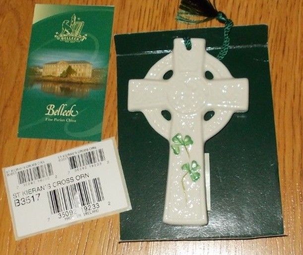 Belleek St. Kieran's Cross Shamrock Ornament Irish Ireland Christmas Holiday