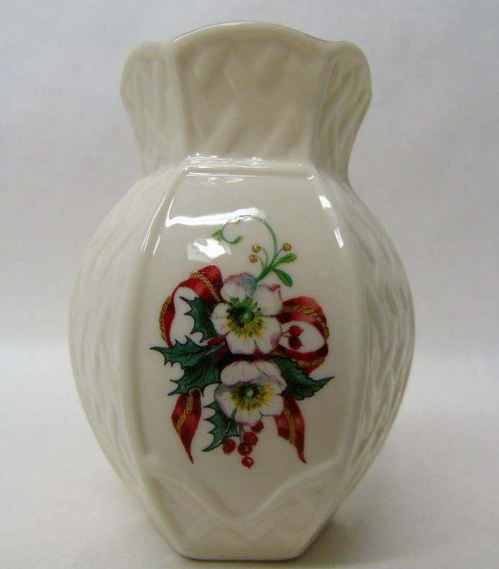 Belleek Winter Rose Violet Vase 8th mark q986