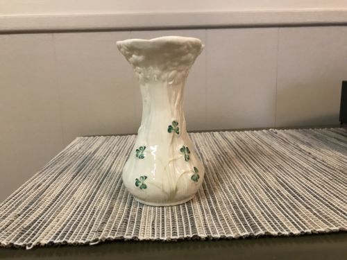 Vintage Belleek Ireland Shamrock Porcelain Vase