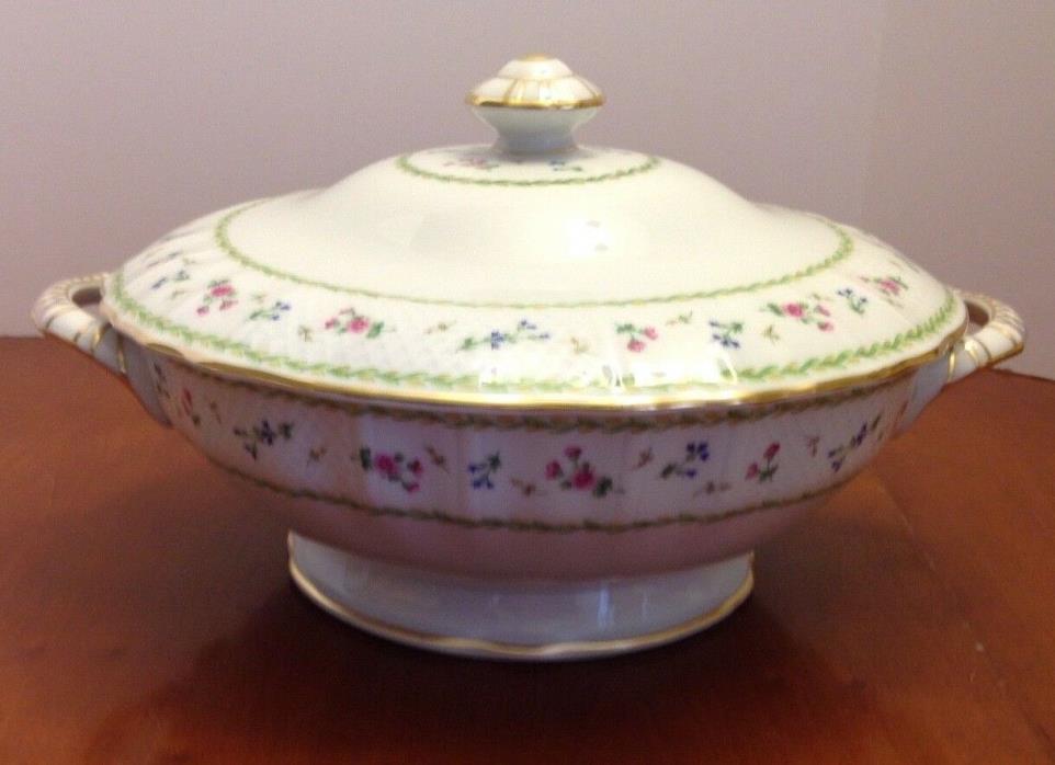 BERNARDAUD ARTOIS GREEN Round Footed Covered Vegetable Bowl EUC to NEAR MINT