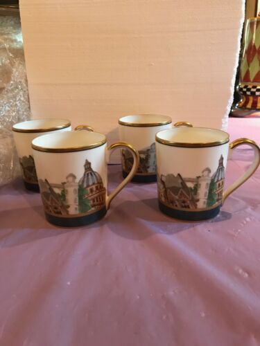 Set of 4 Bernardaud Limoges France Metropoles 4 Inch Mugs new w tags