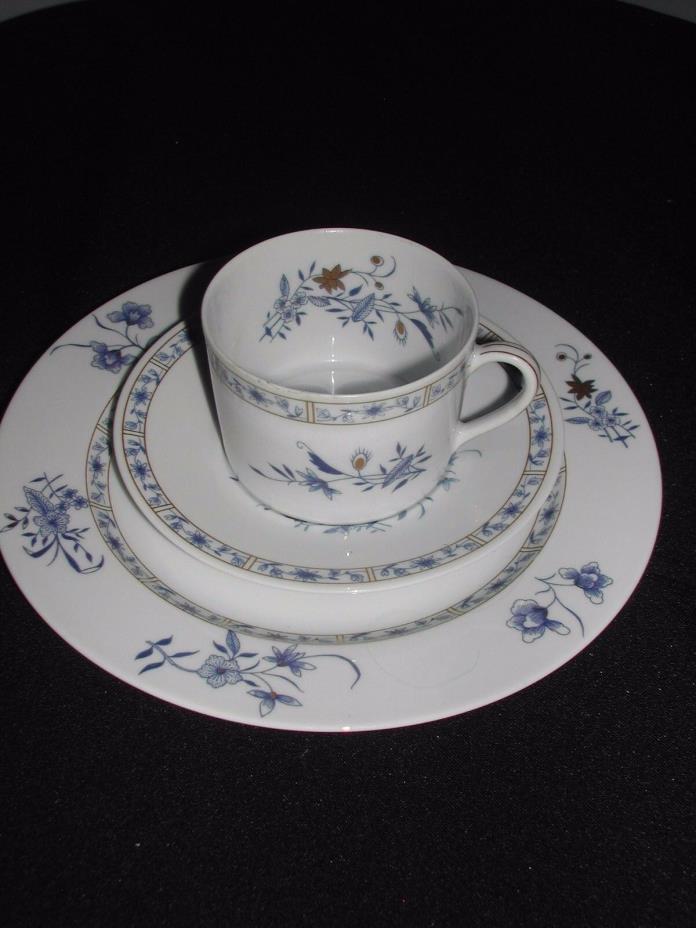 Cup, Saucer and Plate, Bernardaud Pekin, Limoges France, Blue & White