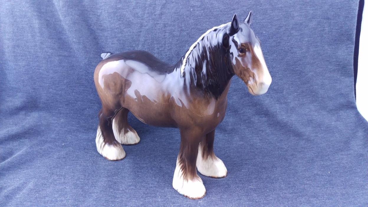 Rare Vintage Beswick Pottery Standing Shire Horse Big & Beautiful !!
