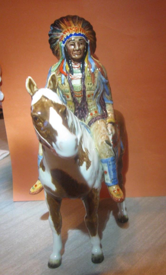 BESWICK Mounted Indian, Model 1391, USA Seller, Produced 1955 - 1990, Skewbald