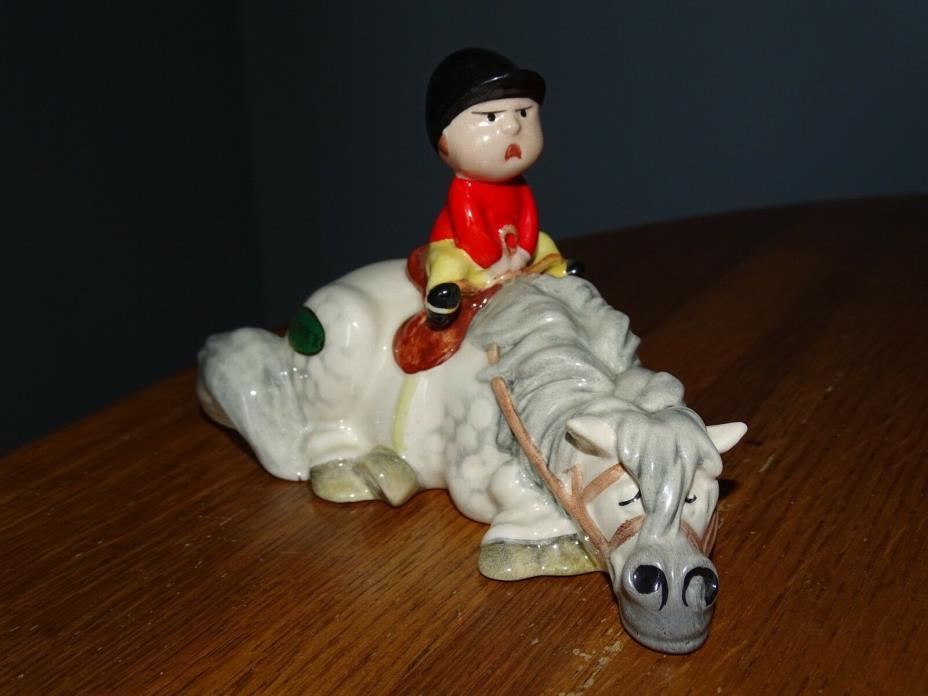 Beswick Norman Thelwell Figurine “Kick Start” Boy on Reluctant Grey Horse, 2769A