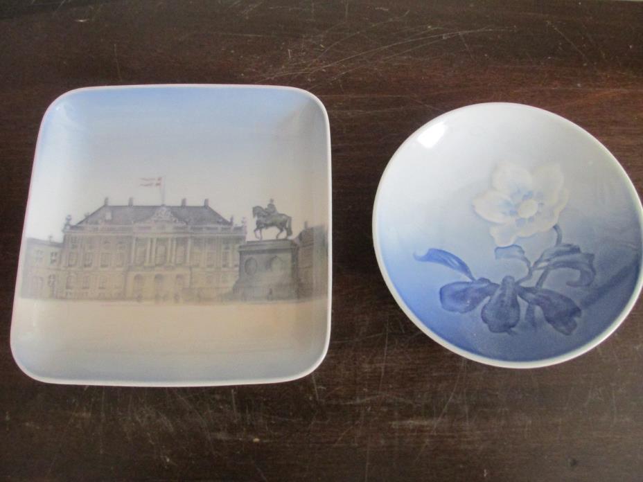 B & G Bing Grondahl Royal Copenhagen Denmark Two Dishes Blue # 332, # 530/ 455