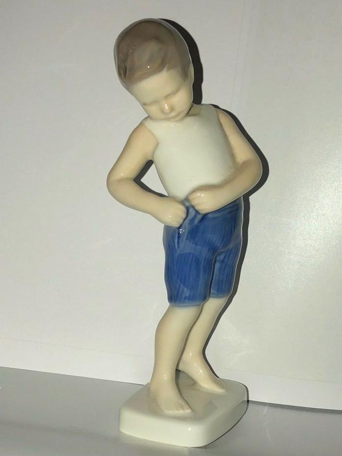 Bing & Grondahl Boy Buttoning Shorts Figurine #1759 Denmark