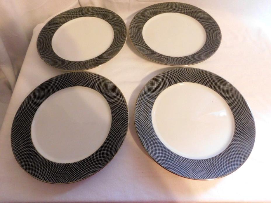 A Block Spal Portugal Midnight Pattern Dinner Plates Lot of 4 Sleek Mod Design