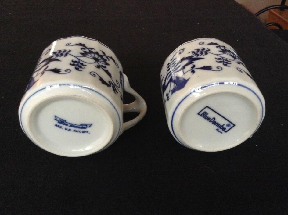 2- Vtg Blue Danube China - Blue Onion - Coffee Mugs / Cups
