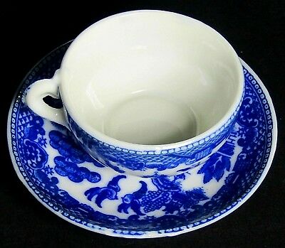 VINTAGE CHILD'S DOLL SIZE BLUE WILLOW CUP & SAUCER JAPAN