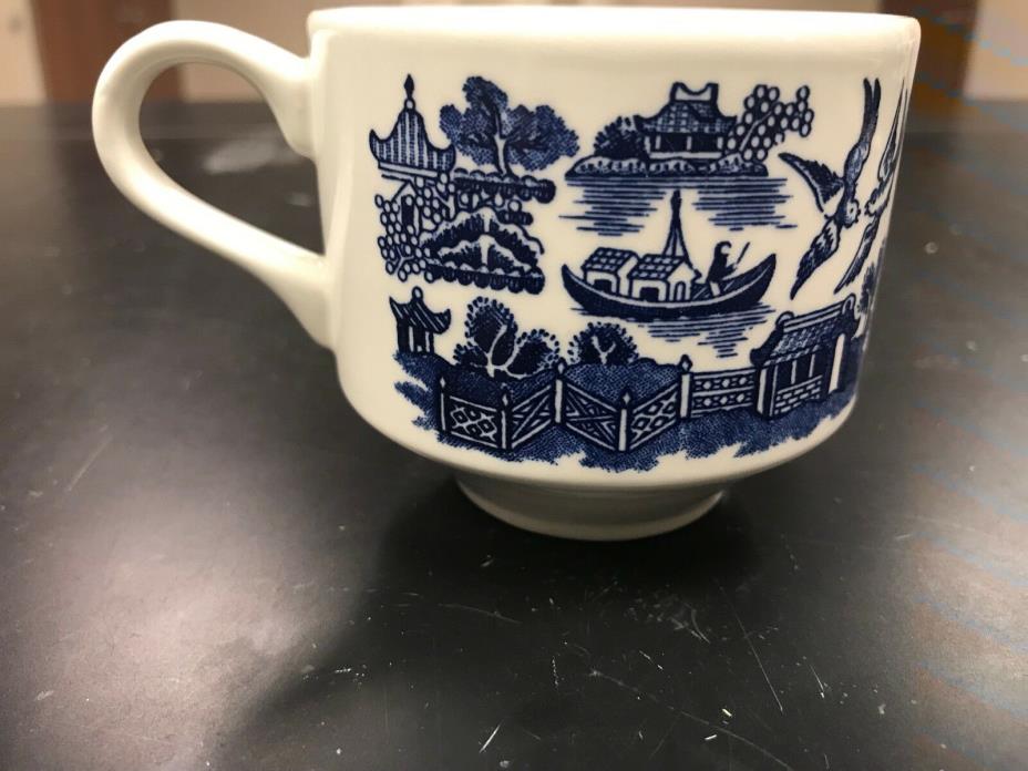 Churchill Cobalt Blue Willow Coffee Tea Cup Small England