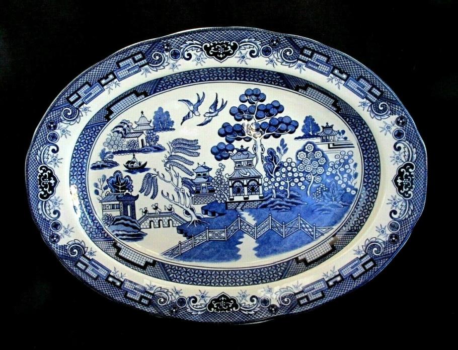 Blue Willow Oval Serving Turkey Platter 18 5/8