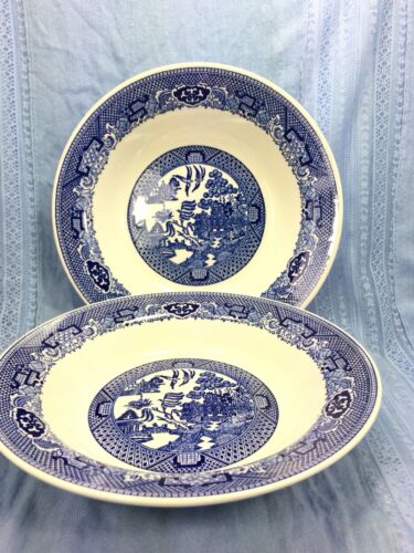 2 Vintage Willow Ware By Royal China Blue Soup Bowls