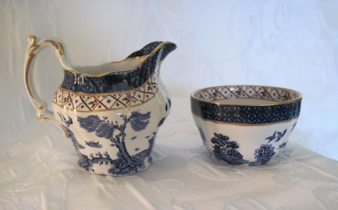 Vintage Booths Real Old Willow a8025 Porcelain Sugar and Creamer~Made in England