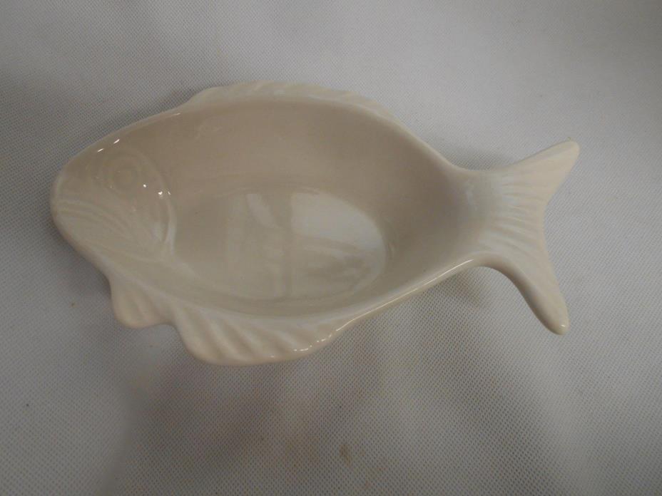 vintage California pottery USA fish bowl serving dish White Nautical lake decor