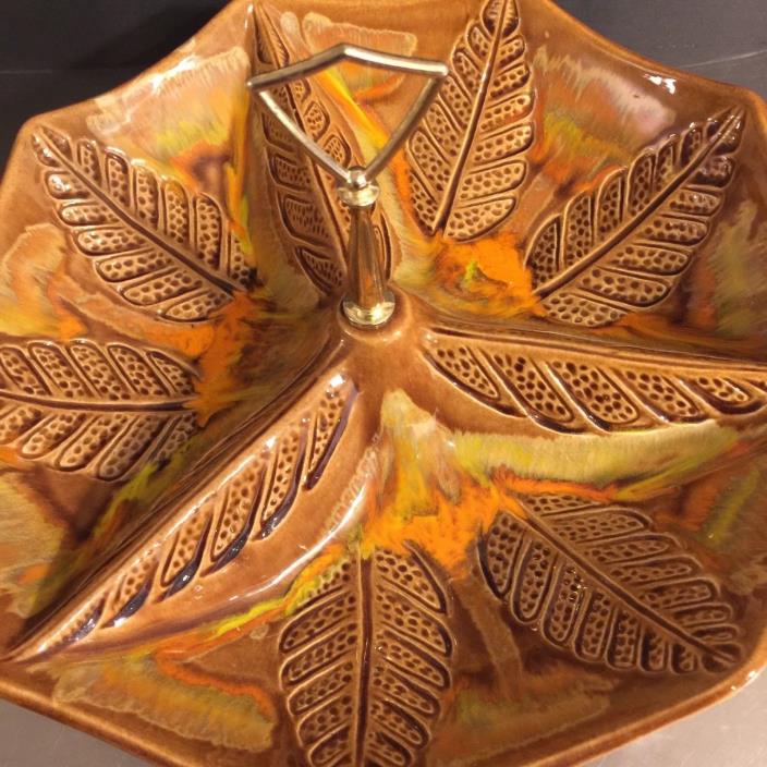 California Originals Pottery 3 Sectioned Serving Dish Handle Volcano Glaze MCM