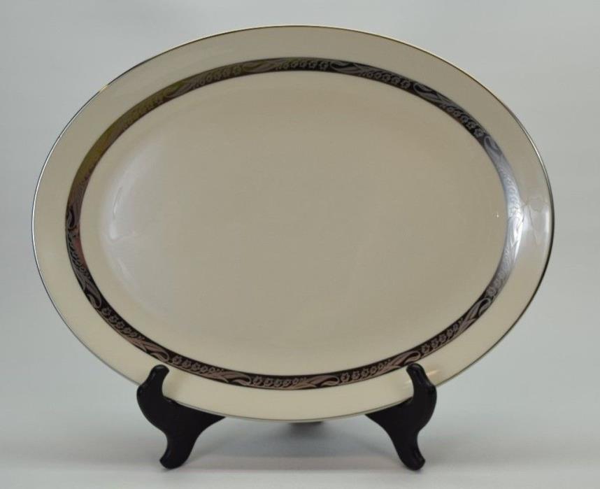 CHINA: FLINTRIDGE BRIDAL WREATH Ivory/Platinum Platter 14