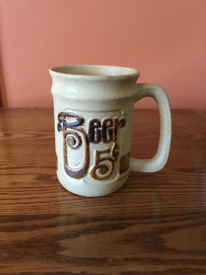 VINTAGE POTTERY CRAFT 5 CENT BEER MUG STONEWARE 6 X 6 Inches