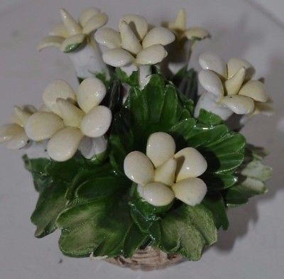Vintage Capodimonte Flower Basket Italy Porcelain Signed