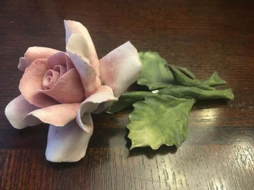 Capodimonte. Made in Italy. Pink Rose On A Stem Pink Rose