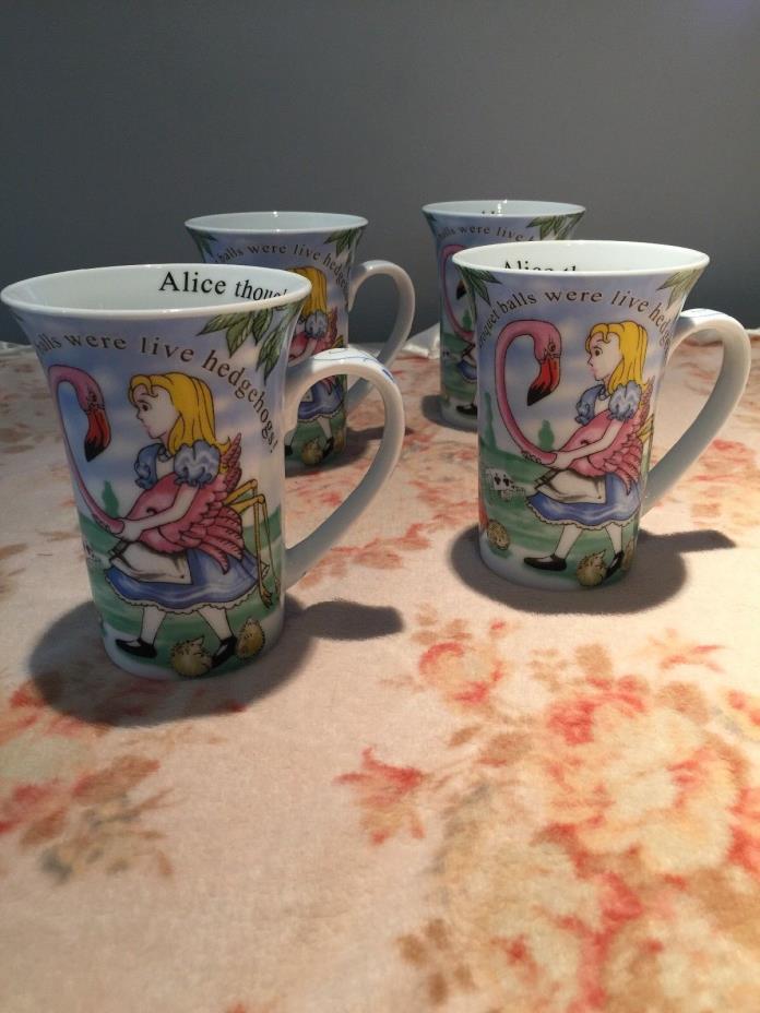 Alice in Wonderland Cafe Paul Cardew Coffee Cup/Mug England Flamingo Set Lot 4