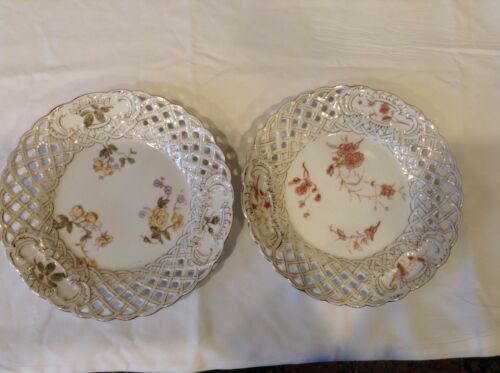 Antique Mark & Gutherz Carlsbad Plates Porcelain Display Set Lot Of 2
