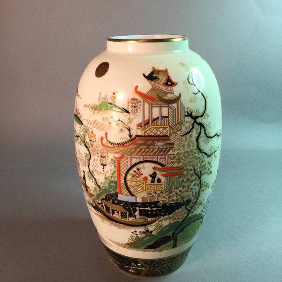 Antique Carlton Ware Vase Pagoda Chinoiserie