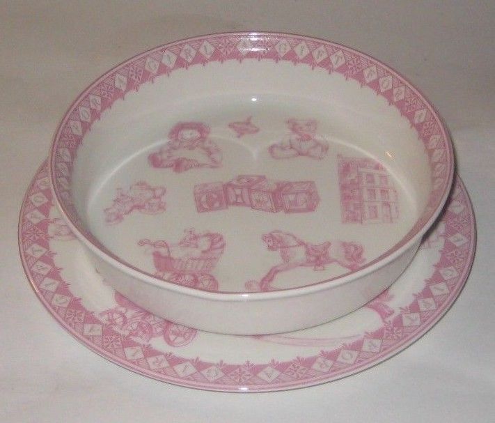 Pink & White A GIFT FOR A GIRL Porcelain BOWL & PLATE by QUEEN'S INDIA