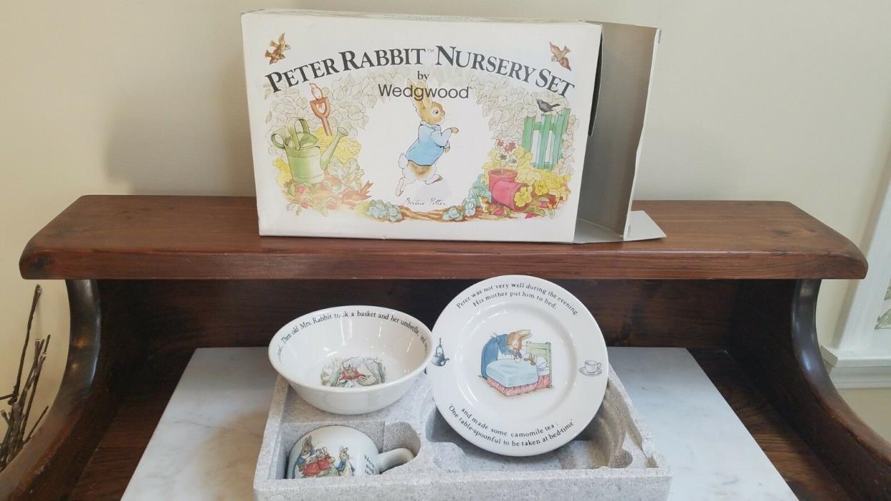 Peter Rabbit Wedgwood Nursery Set 3 Piece Mug, Plate Bowl (IN BOX)