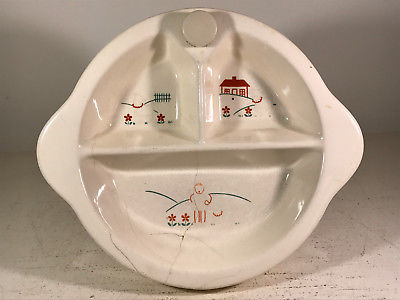 1947 Dutch Excello Ceramic Baby Food Dish Warming Bowl