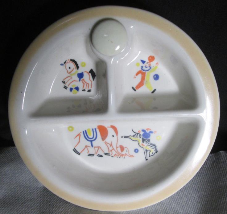 Vintage Hankscraft # 962 Porcelain Hot Water Baby Food Warmer Dish Circus Theme