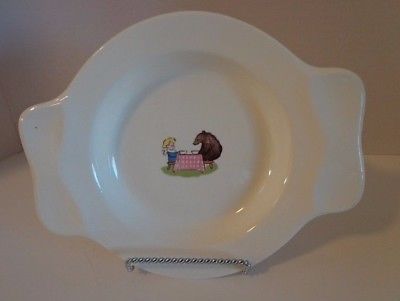 Child's Feeding Bowl Girl Brown Bear Ceramic Brand? Baby Training Dish Vtg 9