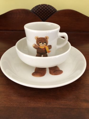 Child Teddy Bear Plate Bowl Cup Set.